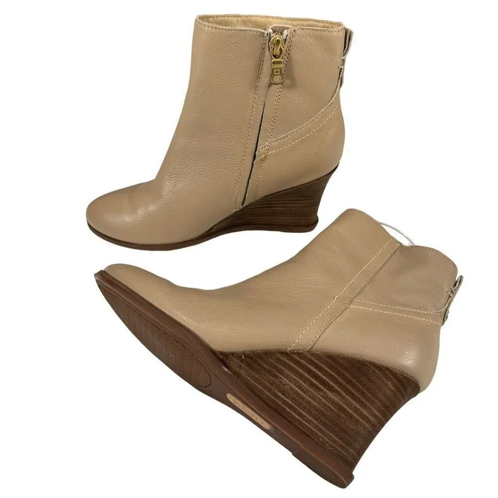 Lucca Lane Zippy Leather Zip-up Wedge Booties